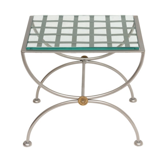French Modern Occasional or Side Tables of Brushed Steel - Two Available For Sale - Image 11 of 11