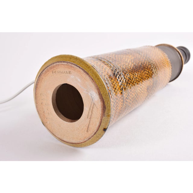 Mid-Century Modern Amber Yellow and Brown Ceramic Table Lamp with Lampshade from Kähler, Denmark, 1960s For Sale - Image 10 of 13