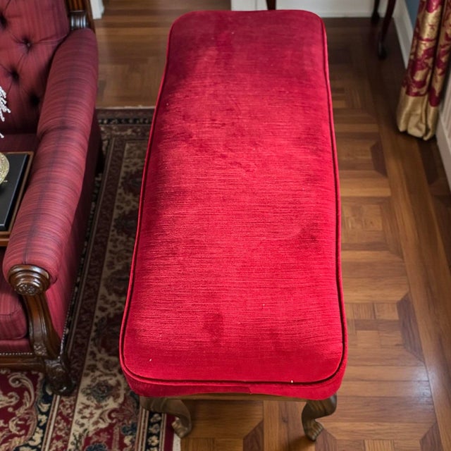 Vintage 2-Piece Settee & Bench Set – Ruby Merlot Velvet Vintage settee paired with its coordinating bench, upholstered in...