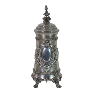 Antique 19th Century Dutch 800 Silver Baroque Figural Tankard Stein