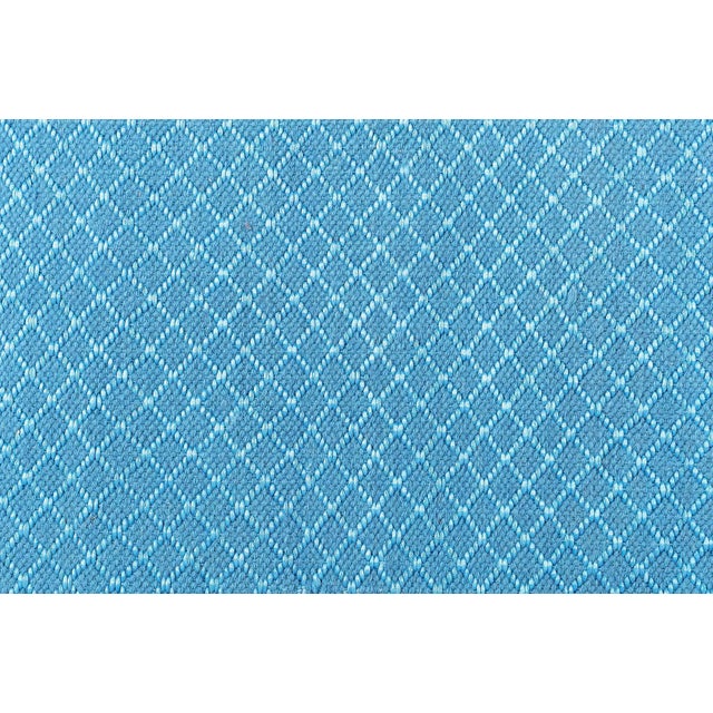 Contemporary turquoise geometric flat-weave viscose rug by Doris Leslie Blau Size: 10'2" × 14'0" (309 × 426 cm) This...