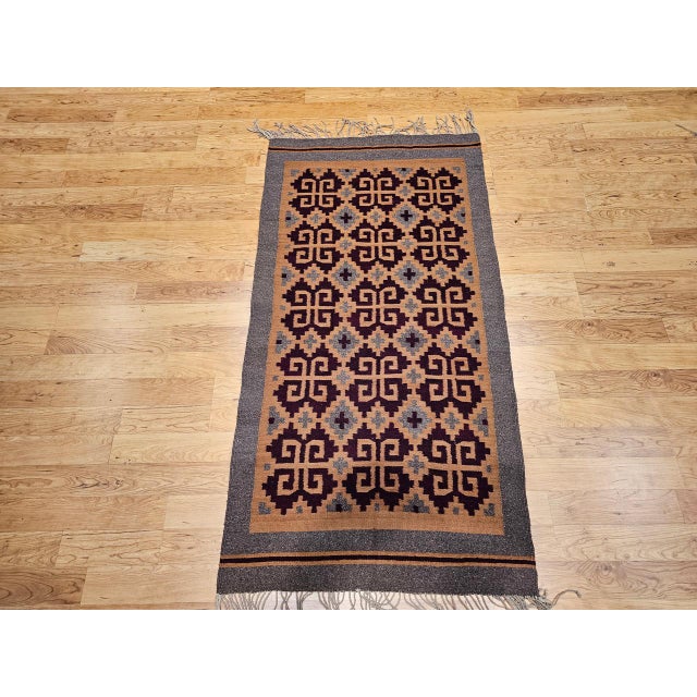 1900 - 1909 Vintage Native American Navajo Rug, Handwoven Wool, Allover Geometric Pattern, 3x6 For Sale - Image 5 of 13