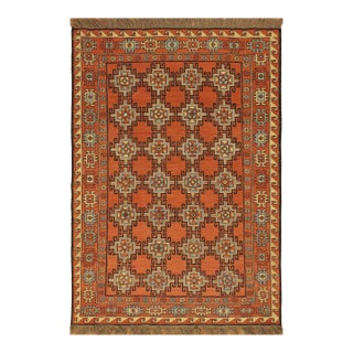 Rustic Soumak Orange/Beige Wool Rug - 3'1'' X 5'0'' For Sale