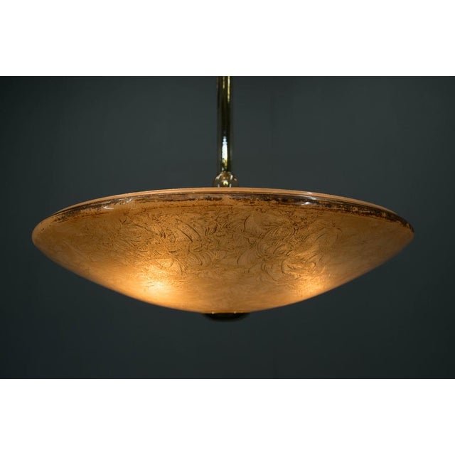 Goldenrod Art Deco Glass Hanging Light by Kamenicky Senov, 1930s For Sale - Image 8 of 13