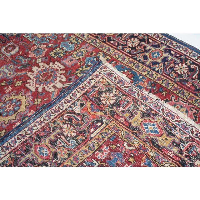 Ruby Red Antique Heriz Rug 6'11'' X 9'10'' For Sale - Image 8 of 9