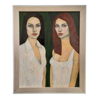 Aria and Esme. Contemporary Figurative Oil Painting by Christopher Barrow For Sale