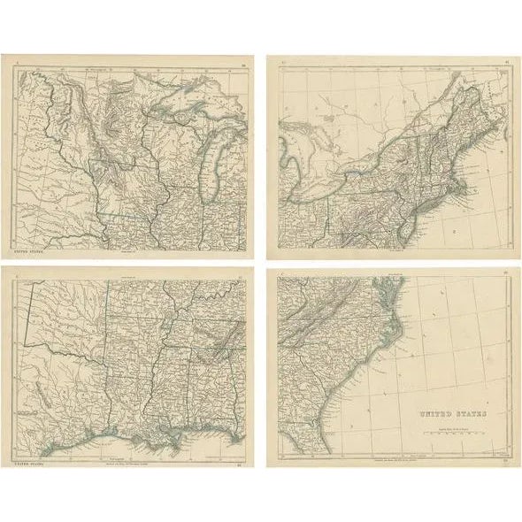 Antique Map of the United States by Lowry, 1852, Set of 4 For Sale - Image 6 of 6