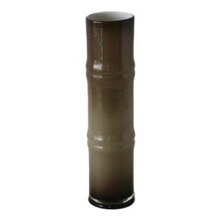 Scandinavian Style Handcrafted Modern Faux Bamboo Gray Glass Vase For Sale