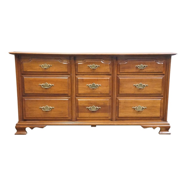 Permacraft / Sanford Solid Cherry Early American Traditional 62" Triple Dresser 79-02 For Sale
