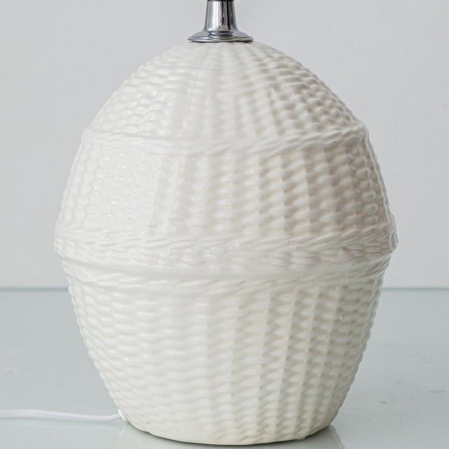 Vintage Spanish Ceramic Faux Wicker Table Lamps with New Jute Shades, 1970s, Set of 2 For Sale - Image 18 of 18
