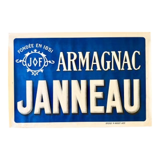 Amangnac Janneau 1950s Original French Advertising Poster Liquor & Spirits 31.5x47.75” For Sale