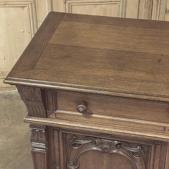 Antique French Louis XIV Renaissance Revival White Oak Buffet For Sale - Image 9 of 18