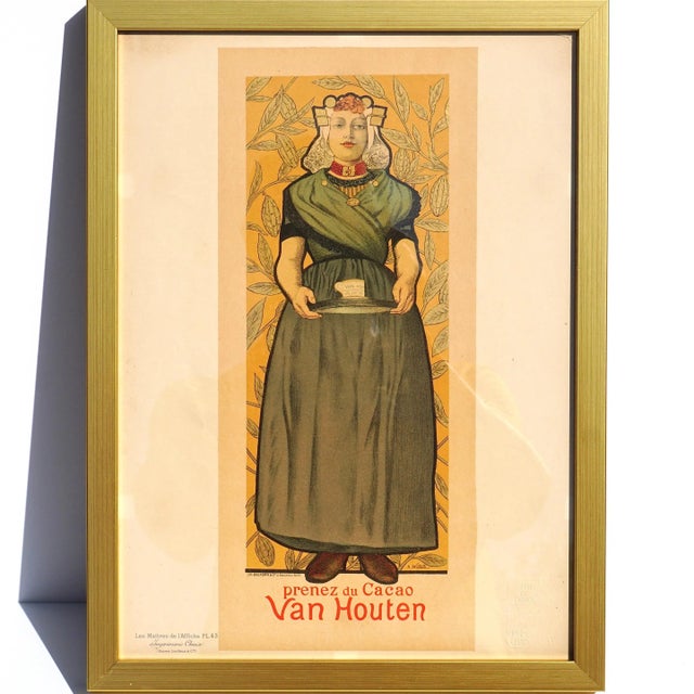 Art Nouveau Adolph Willette “Cacao Van Houten” Original 1896 Poster Chaix For Sale - Image 3 of 6