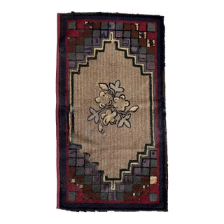 1880s Handmade Antique American Hooked Rug 2.1' X 4' For Sale