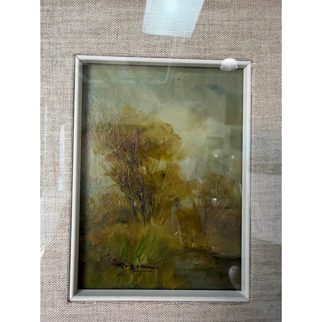 Wood Vintage Rogiani Impressionist Landscape Oil on Canvas Board Painting – Framed For Sale - Image 7 of 12