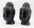 A pair of Chinese bronze Buddha heads, finely carved, in meditation repose, with clockwise early Gandharan style hair...