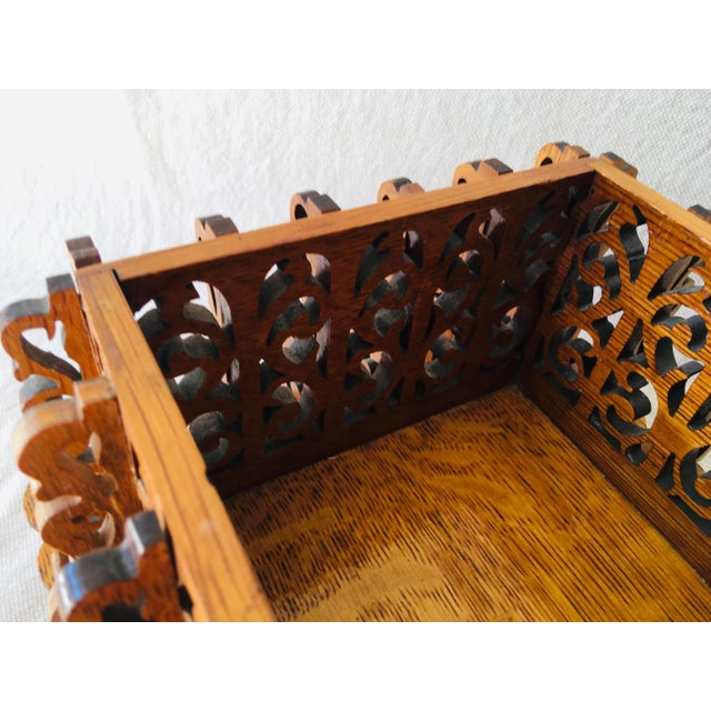 Wood Early 20th Century Hand Carved Oak Treasure Box For Sale - Image 7 of 13