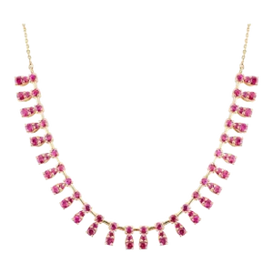 Solid 14k Yellow Gold Unique Fine Ruby Choker Necklace Gift for Wedding