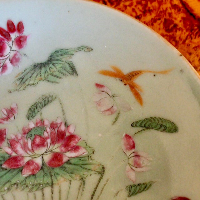 Trio of Rose Canton Chinese Export Porcelain Plates For Sale - Image 12 of 18