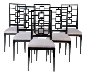 A Set of Ten Ebonized Dining Chairs in the Manner of Parzinger Circa 1950