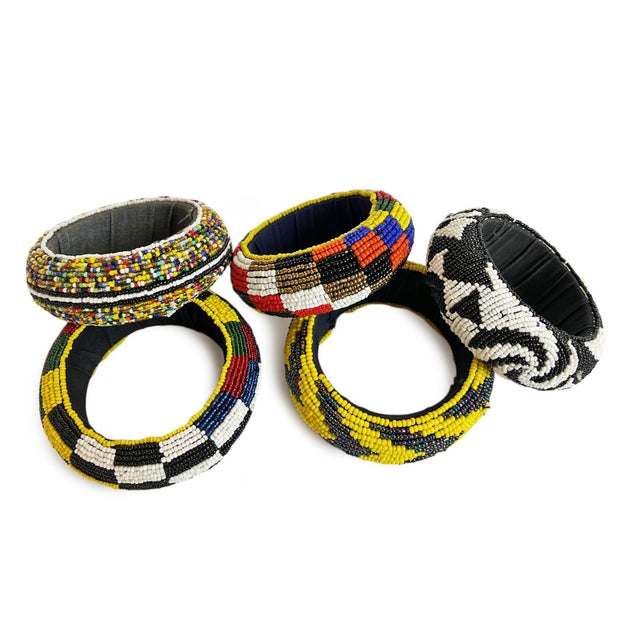 Late 20th Century Vintage African Multi Color Beaded Arm Band Decorative Object For Sale - Image 5 of 6