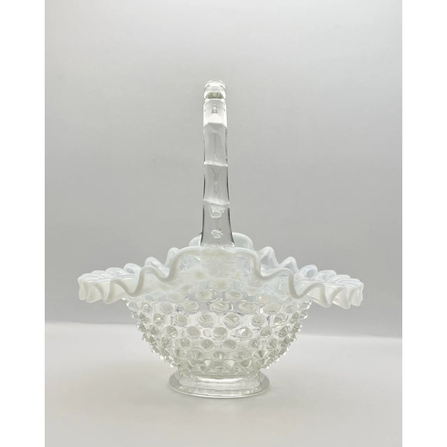 Mid 20th Century Fenton Opalescent Hobnail Decorative Glass Basket For Sale In Jacksonville, FL - Image 6 of 10