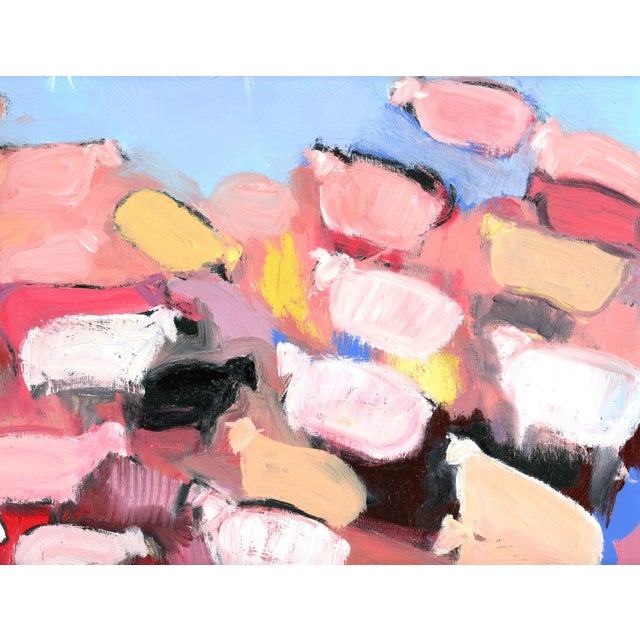 Pink Birds, Sheep and Angels, Modern Impressionist Pastoral Landscape Oil Painting, Signed For Sale - Image 8 of 8