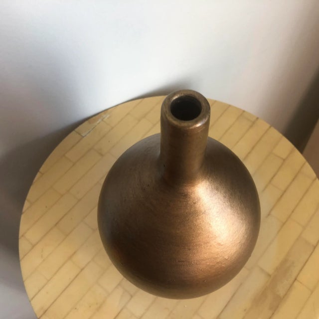 Transitional 1990s Transitional Gold Ceramic Vessel For Sale - Image 3 of 5