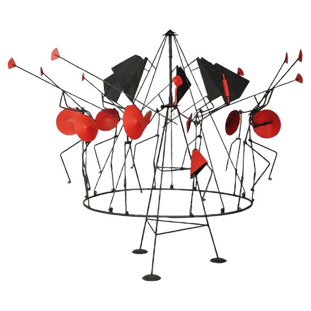 Iron & Painted Rotating Sculpture For Sale