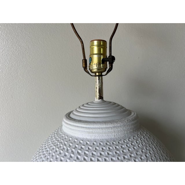1980s 1980's Vintage White Ceramic Table Lamp, Signed For Sale - Image 5 of 7