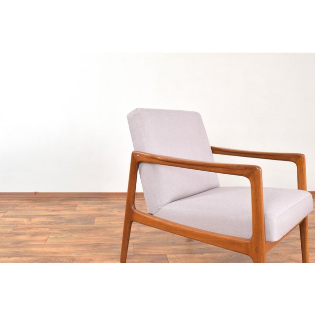 Beige Mid-Century Modern Swedish Teak Armchair by Alf Svensson for Dux, 1960s For Sale - Image 8 of 11