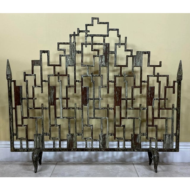 Cast Iron Cityscape Fireplace Screen For Sale In Miami - Image 6 of 10