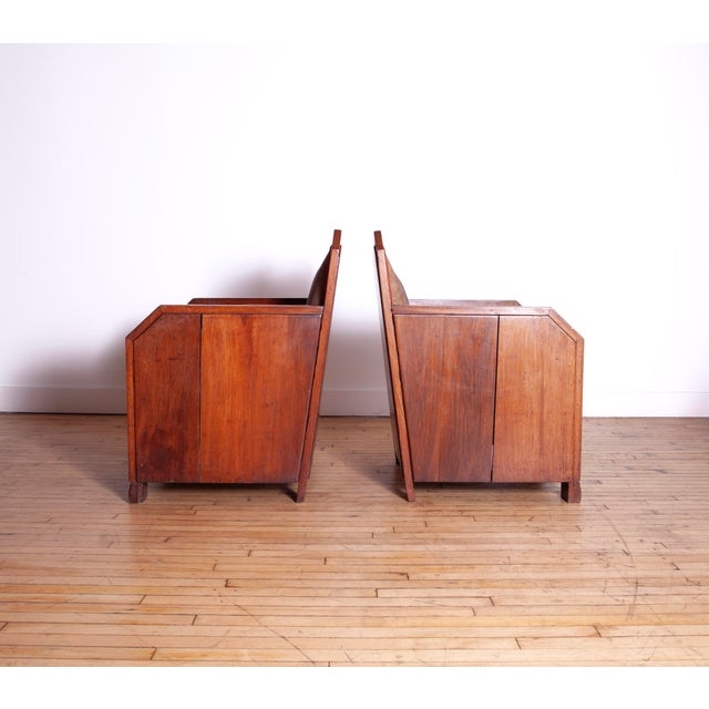 Pair of French Cubist Club Chairs in Leather and Hide, C. 1920s For Sale In Philadelphia - Image 6 of 15