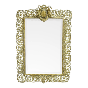 Antique French Renaissance Louis XV Gilt Bronze Figural Cherubs Beveled Mirror
