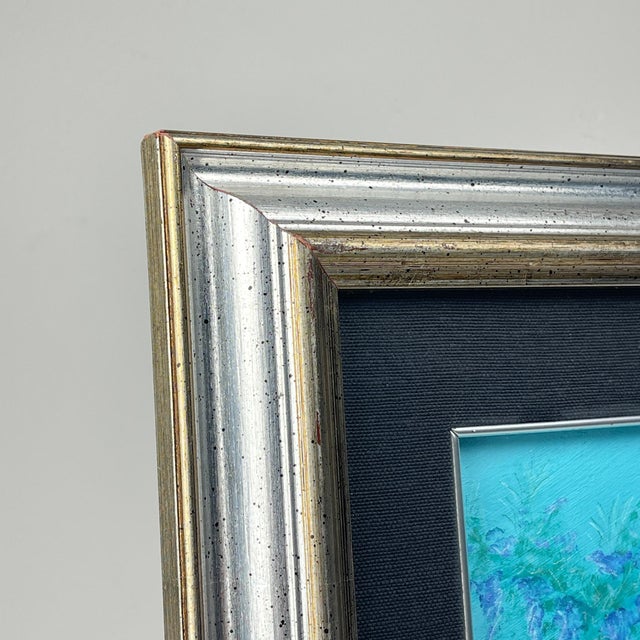 Luigi Targa, Blue Flowers, Padua, Italy, Oil on Canvas, 1970s, Framed For Sale - Image 9 of 15