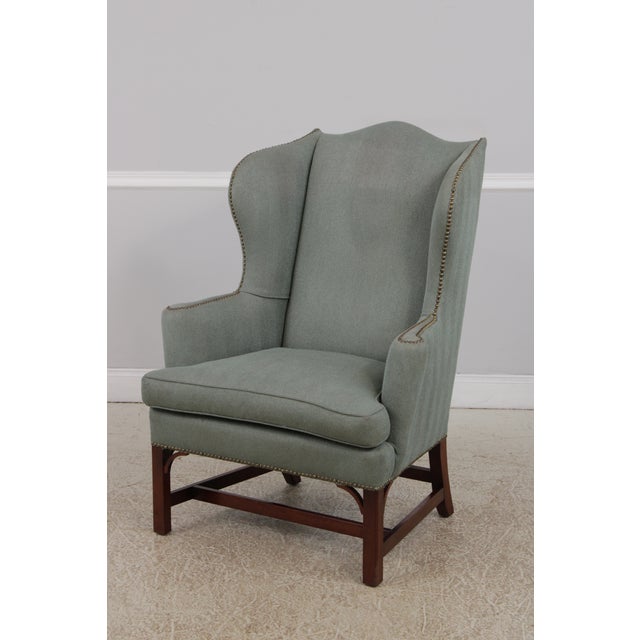 Kittinger Pair of Kittinger Williamsburg High Back Wing Chairs For Sale - Image 4 of 18