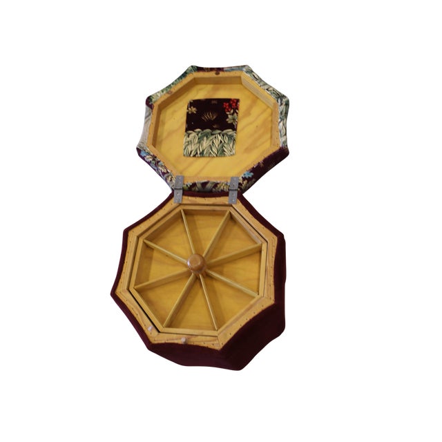 Star-Shaped Sewing Ottoman in The Brook Velvet from Morris & Co., 1950s For Sale - Image 6 of 10