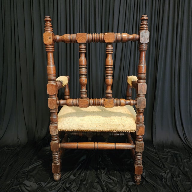 19th Century Antique Throne Armchair- Jacobean Style For Sale - Image 4 of 12