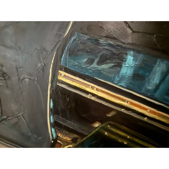Textile Expressionist Original Oil Painting of Piano For Sale - Image 7 of 8
