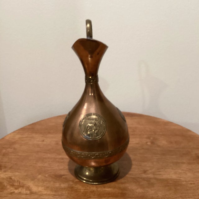 Vintage copper water pitcher ,water jug , copper vase,kitchen table decor,boho vase primitive hand made work and decorations