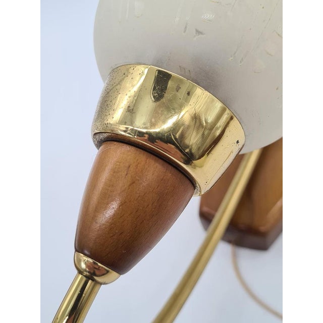 Mid-Century Modern Wall Sconces in Wood and Brass, 1950s-1960s, Set of 3 For Sale - Image 4 of 14