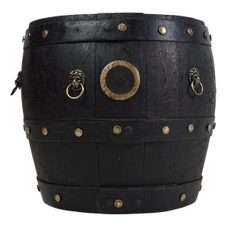 19th Century English Oak Barrel Planter with Brass Banding For Sale