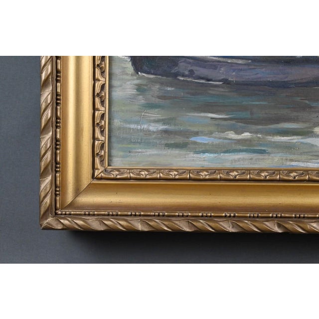 Bustad, Painting Sailboats on a Calm Sea, 1928, Oil on Canvas For Sale - Image 12 of 15