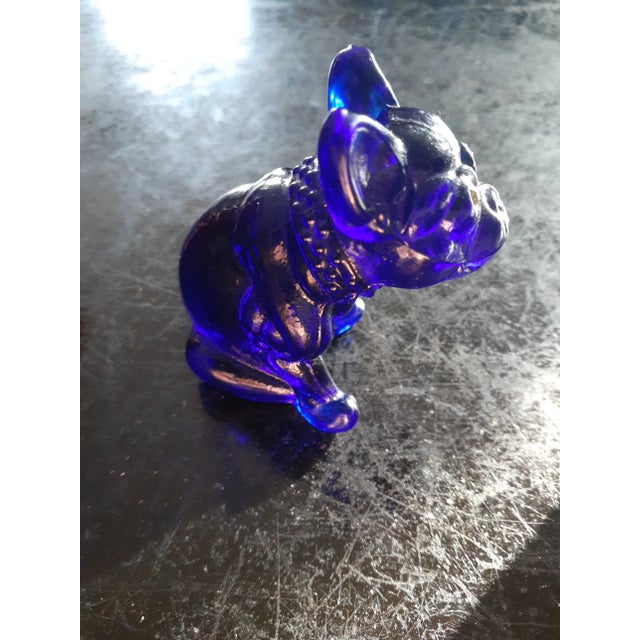 1970s Vintage Westmoreland Cobalt Blue Bulldog Figurine For Sale - Image 5 of 7