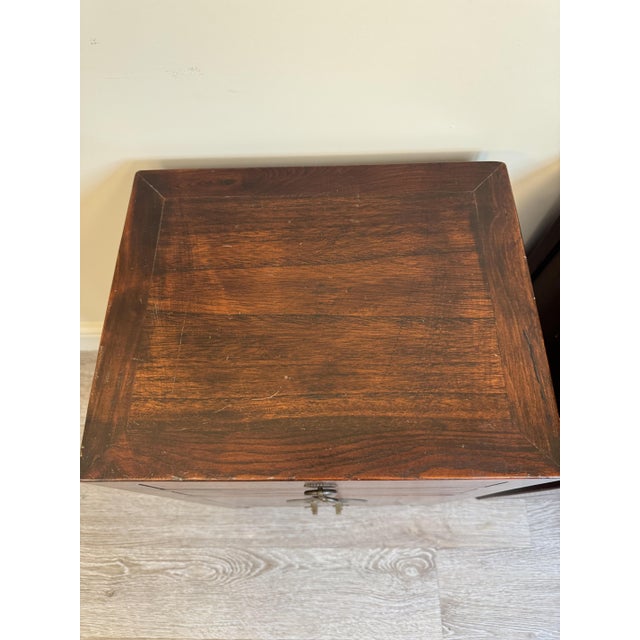 Brown Vintage Asian Style Wooden Bedside Tables, Set of 2 For Sale - Image 8 of 12