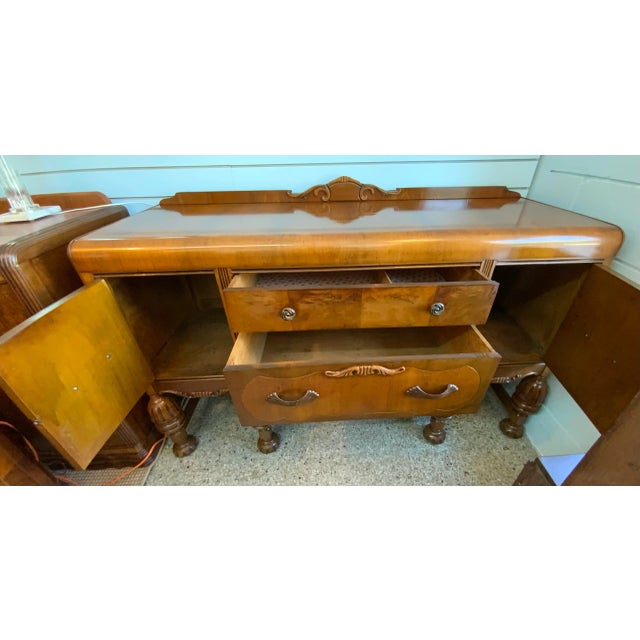 Early 20th Century Vintage Art Deco Waterfall Credenza For Sale - Image 5 of 8