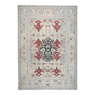 Persian Sultanabad Wool 10x14 Ivory, Blue, & Red Handmade Area Rug #1143766 For Sale