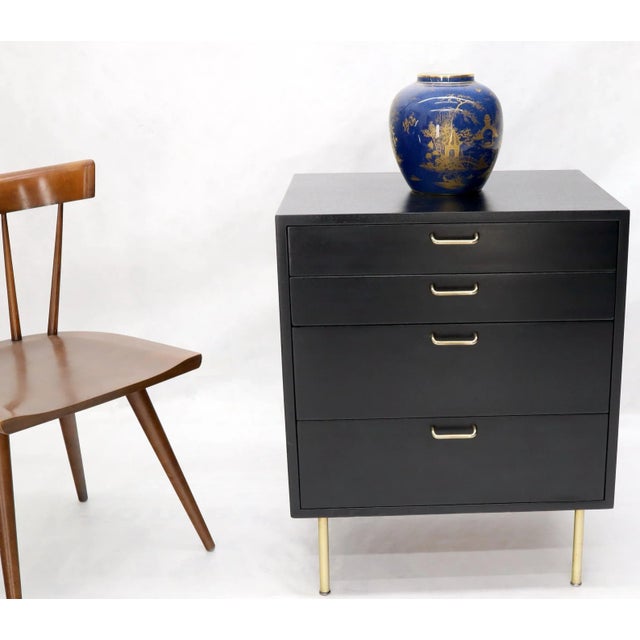 Mid-Century Modern Harvey Probber Black Lacquer Mahogany Brass Hardware and Legs 4 Drawer Chest For Sale - Image 3 of 12