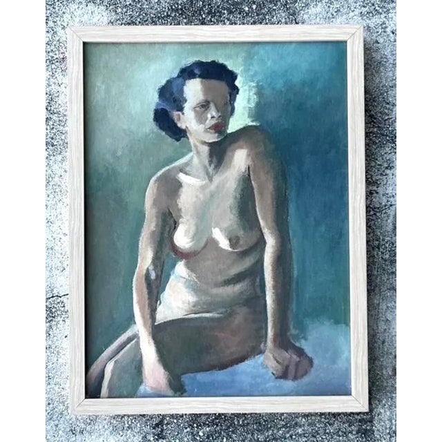 Vintage Original Nude Portrait Oil in Canvas For Sale - Image 9 of 12