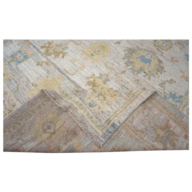 21st Century Turkish Oushak Wool 10x13 Slate, Green & Tan Handmade Area Rug #1144097 For Sale - Image 13 of 13
